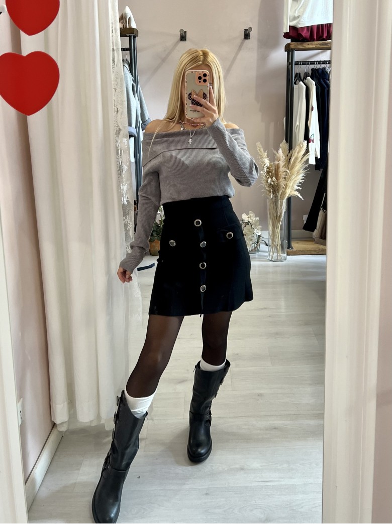 Gonna MATILDE bottoni nera