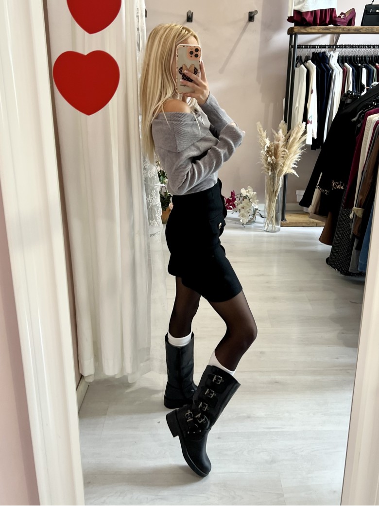 Gonna MATILDE bottoni nera