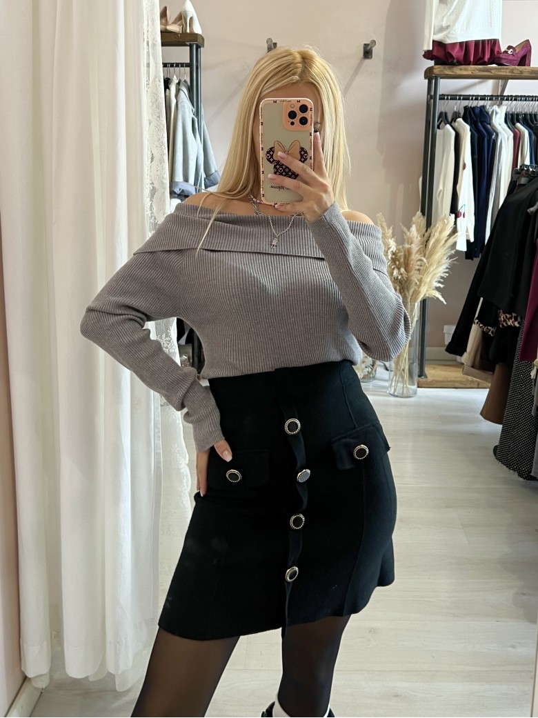 Gonna MATILDE bottoni nera