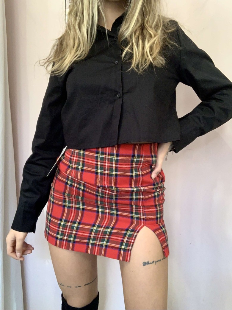 Mini gonna tartan ROSSA tubino