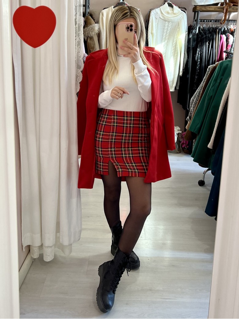 Mini gonna tartan ROSSA tubino
