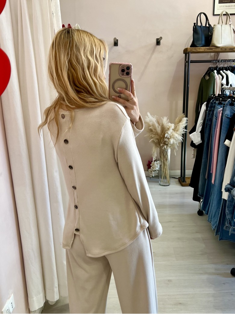Maglia SOLE bottoni nella schiena beige