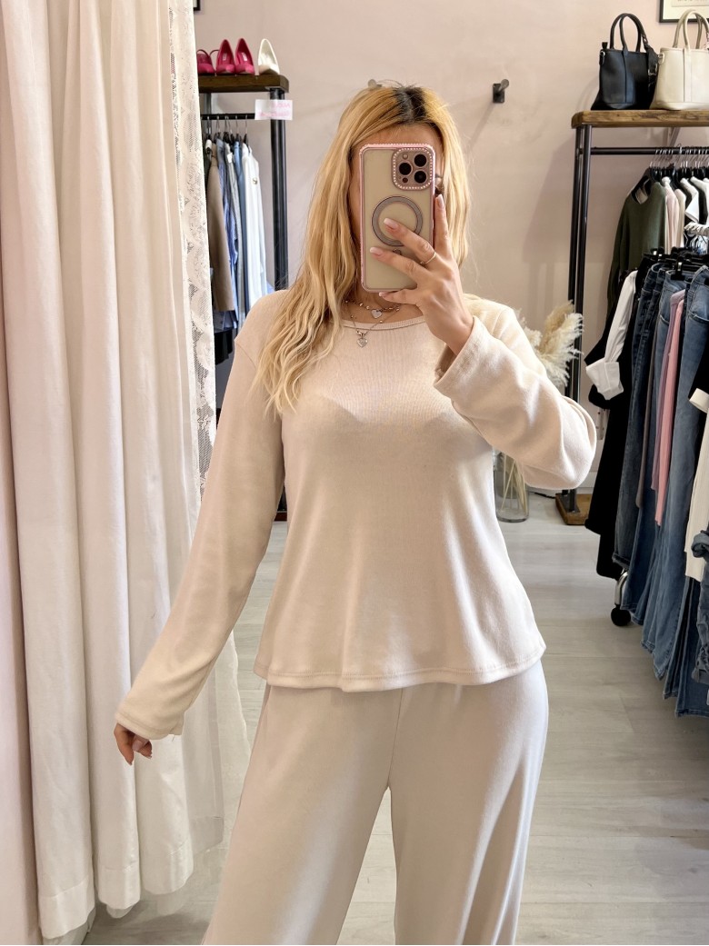 Maglia SOLE bottoni nella schiena beige