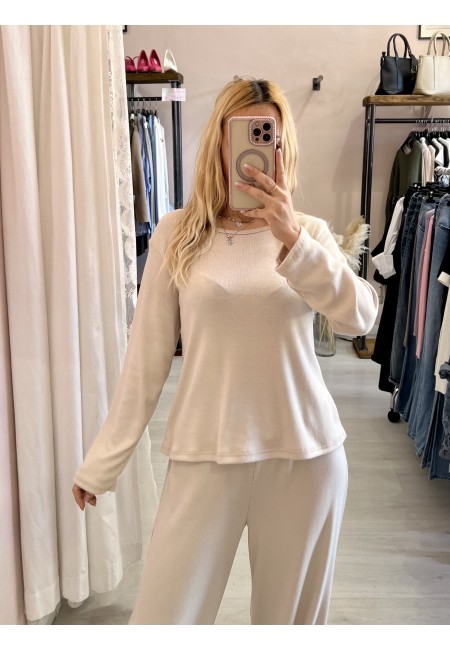 Maglia SOLE bottoni nella schiena beige