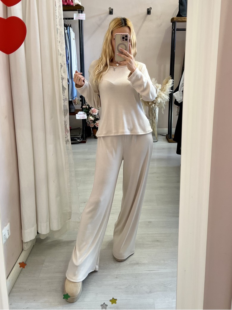 Maglia SOLE bottoni nella schiena beige