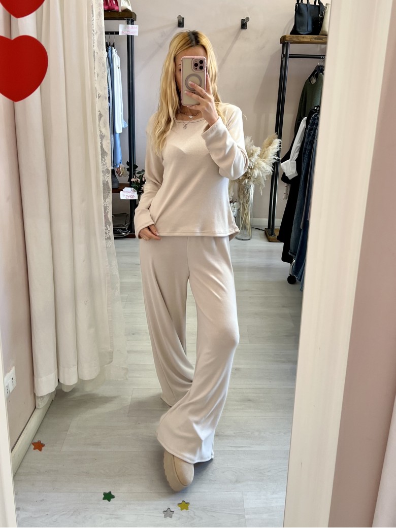 Maglia SOLE bottoni nella schiena beige