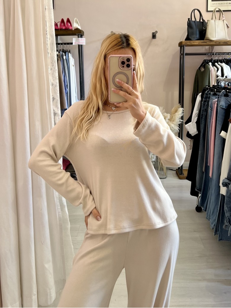 Maglia SOLE bottoni nella schiena beige