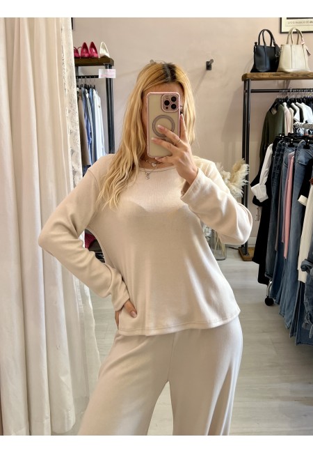 Maglia SOLE bottoni nella schiena beige