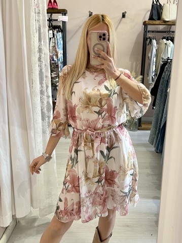Vestito DALILA floreale rosa e giallo
