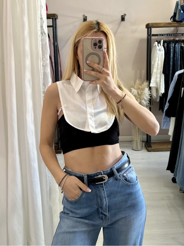 Colletto finta camicia bianco