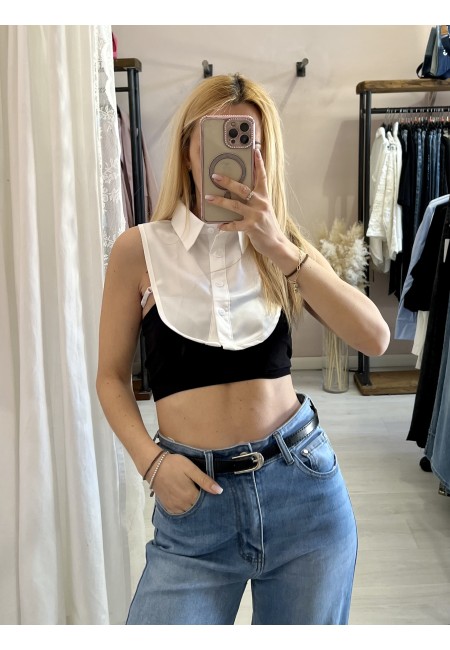 Colletto finta camicia bianco