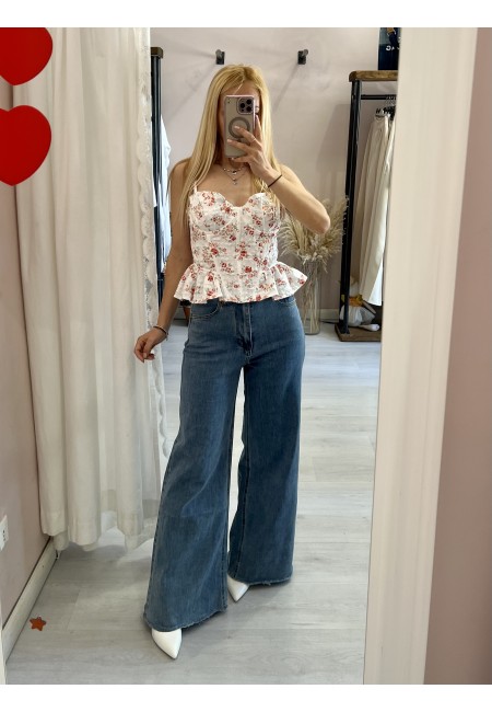 Top corpetto fiorellini rossi