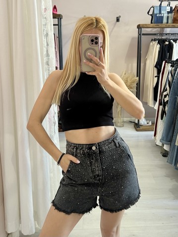 Shorts di jeans STRASS NERI 2