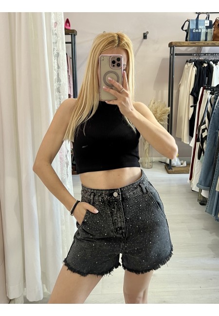 Shorts di jeans STRASS NERI