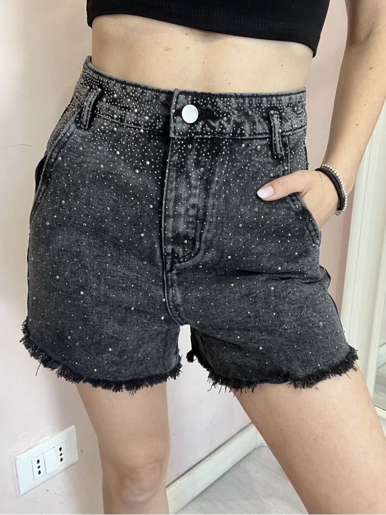 Shorts di jeans STRASS NERI