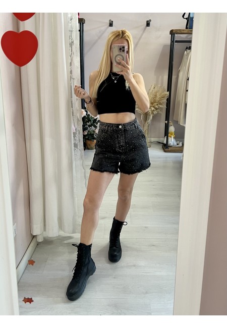 Shorts di jeans STRASS NERI