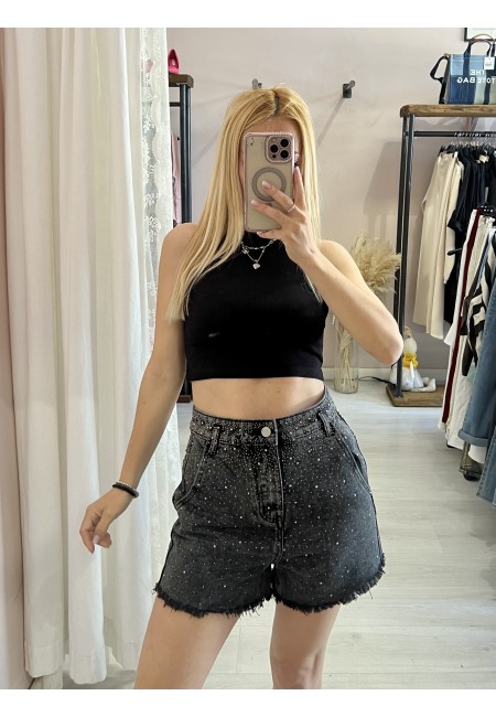 Shorts di jeans STRASS NERI
