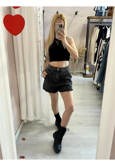 Shorts di jeans STRASS NERI