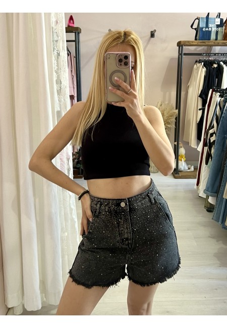 Shorts di jeans STRASS NERI