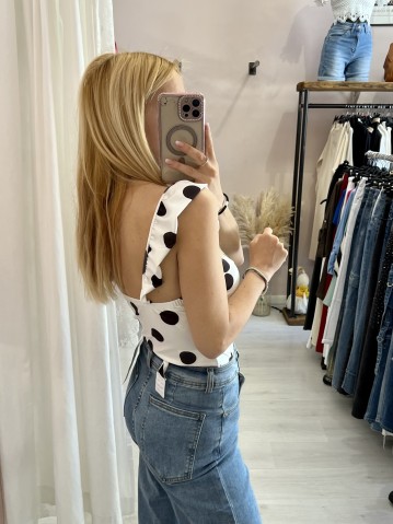 Body corpetto a pois bianco e nero 2
