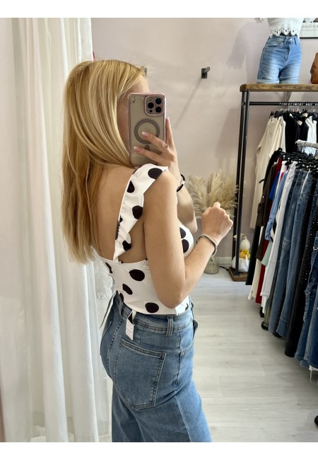 Body corpetto a pois bianco e nero