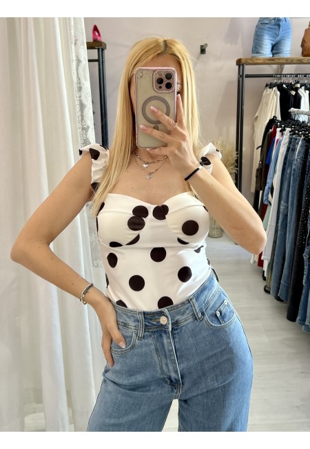 Body corpetto a pois bianco e nero