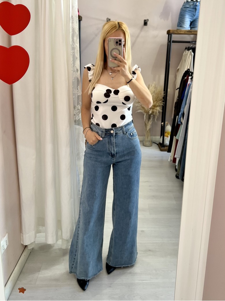 Body corpetto a pois bianco e nero