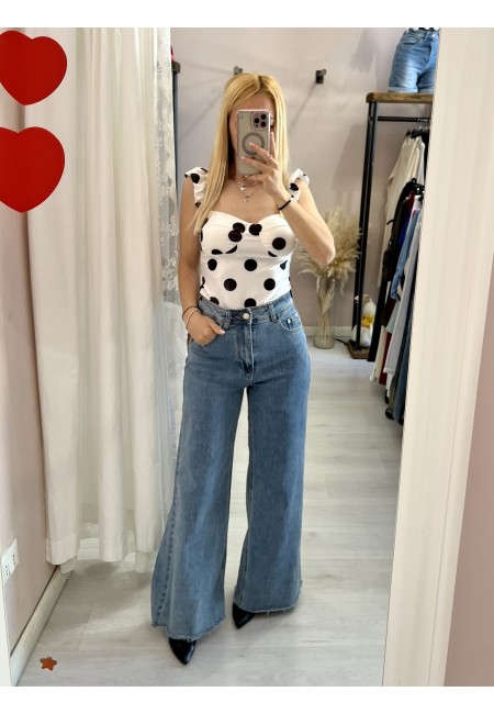 Body corpetto a pois bianco e nero