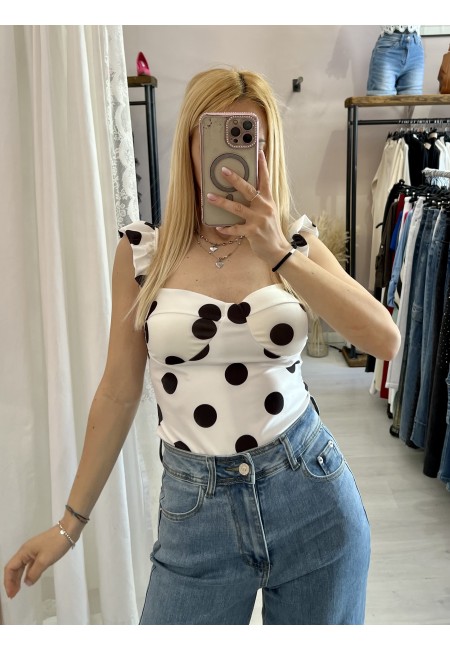 Body corpetto a pois bianco e nero