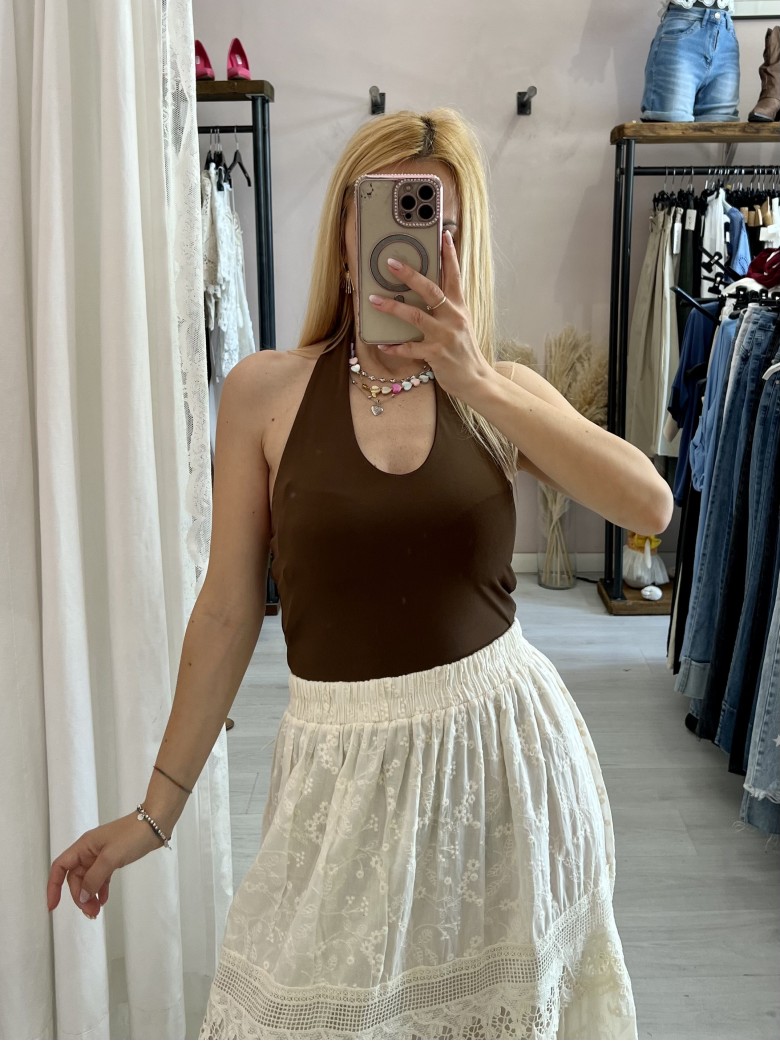 Body scollato marrone