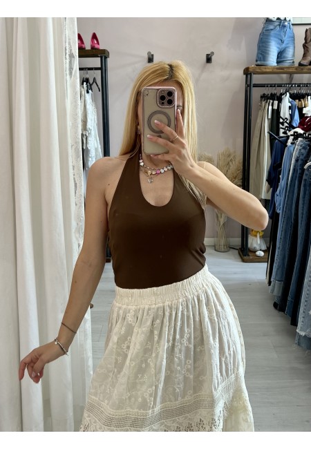 Body scollato marrone