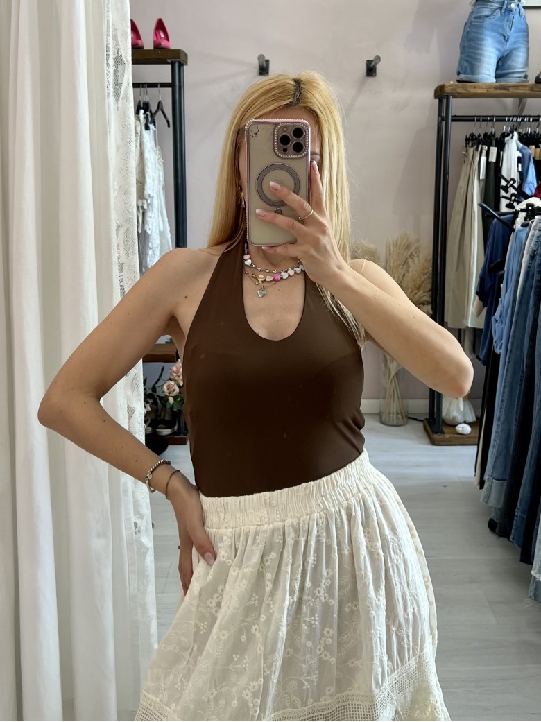 Body scollato marrone