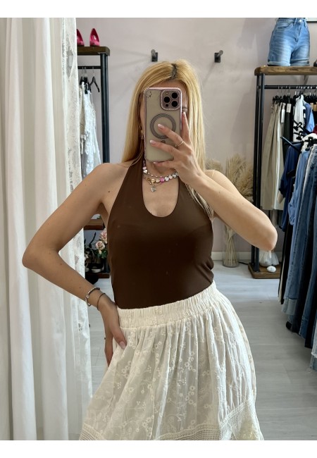 Body scollato marrone