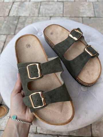 Ciabatte birk doppia fibbia verdi