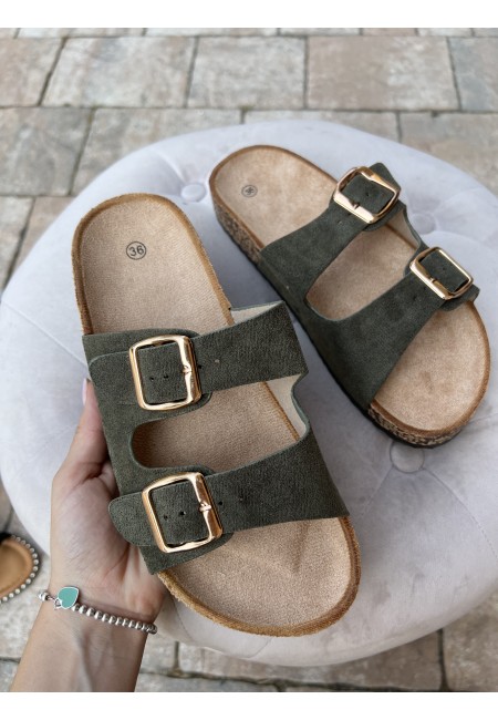 Ciabatte birk doppia fibbia verdi