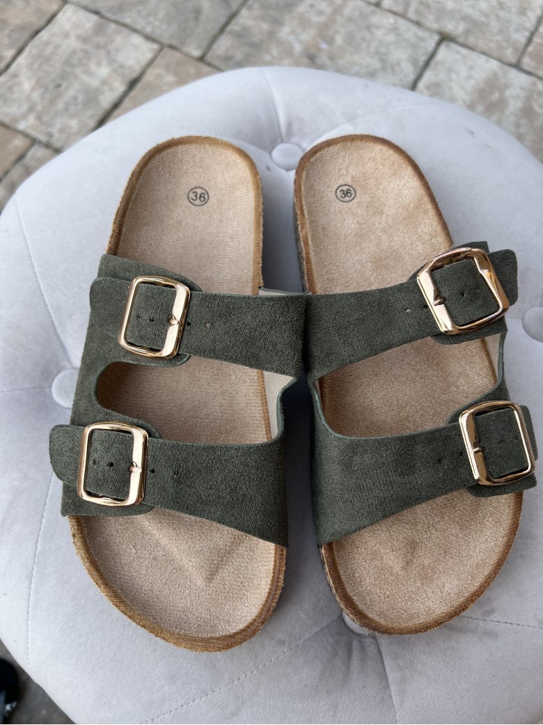 Ciabatte birk doppia fibbia verdi