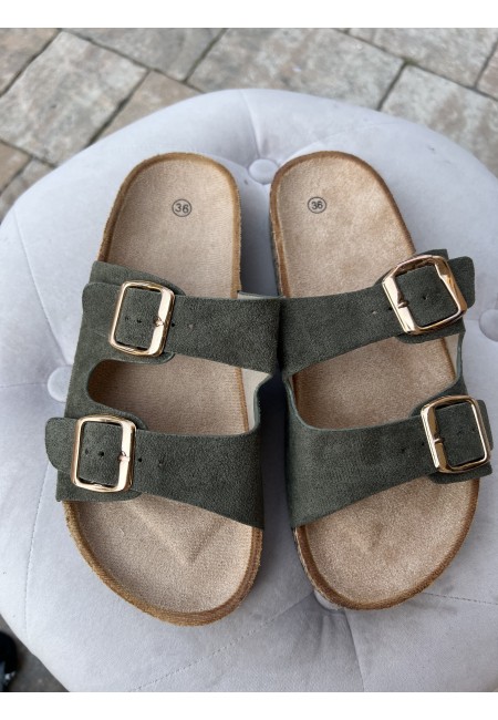 Ciabatte birk doppia fibbia verdi