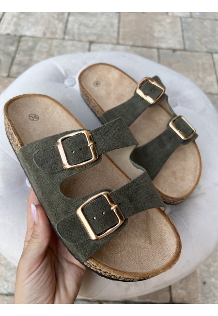 Ciabatte birk doppia fibbia verdi