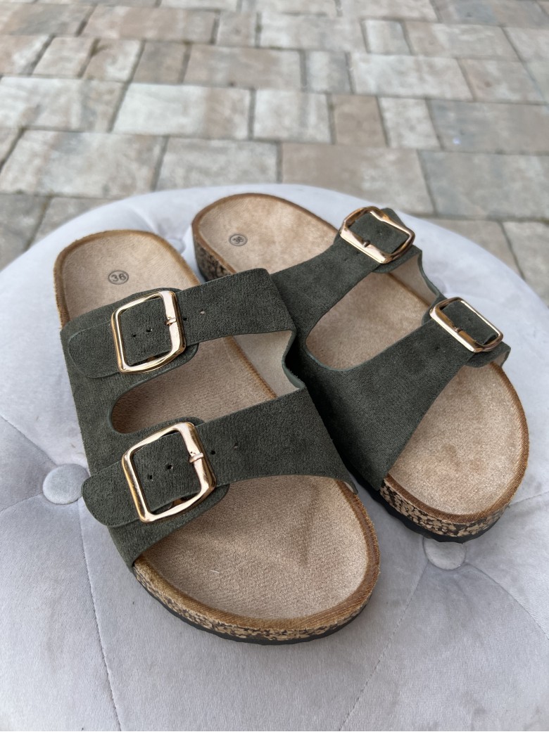 Ciabatte birk doppia fibbia verdi