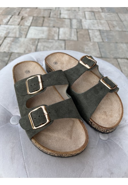 Ciabatte birk doppia fibbia verdi