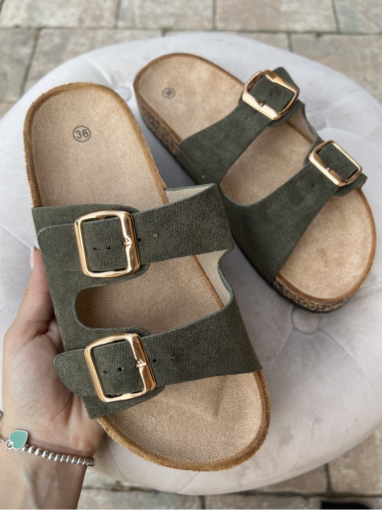 Ciabatte birk doppia fibbia verdi