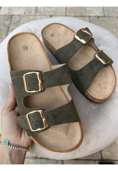 Ciabatte birk doppia fibbia verdi