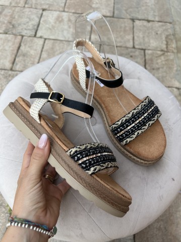 Sandali fascia fantasia black