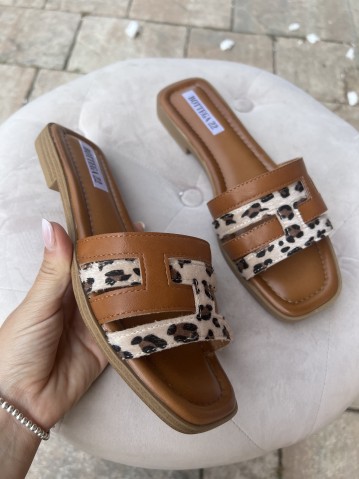 Ciabattine doppio cinturino leopardato