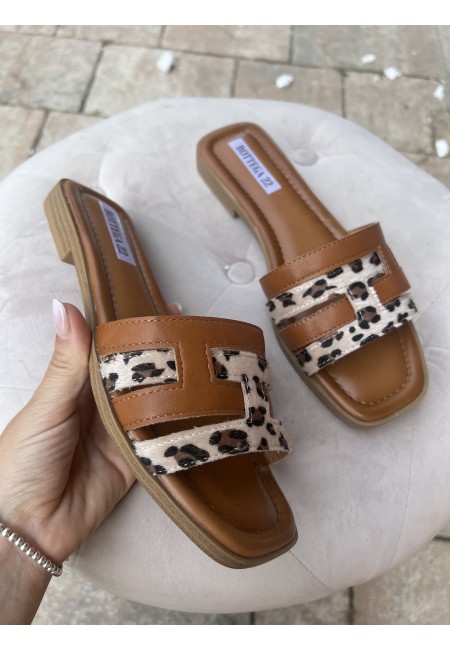 Ciabattine doppio cinturino leopardato