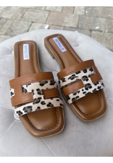 Ciabattine doppio cinturino leopardato