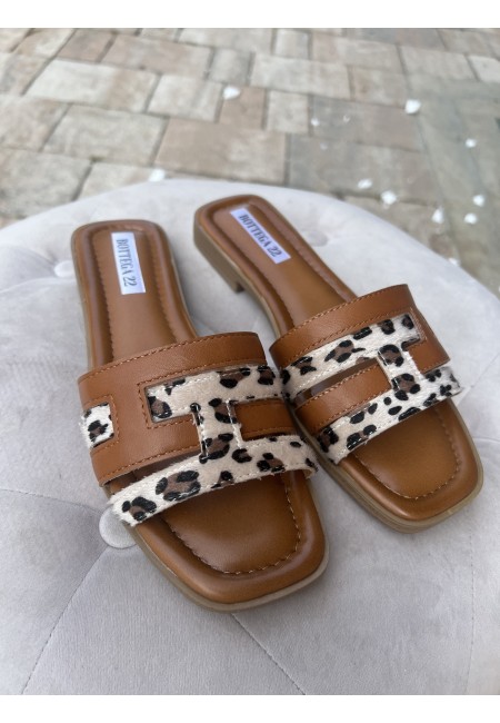 Ciabattine doppio cinturino leopardato