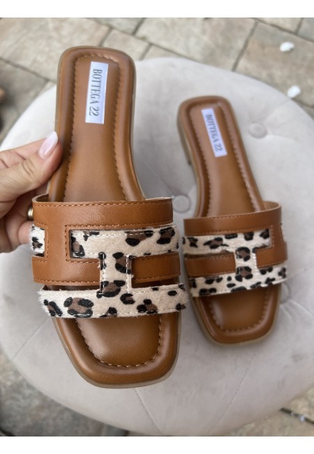 Ciabattine doppio cinturino leopardato