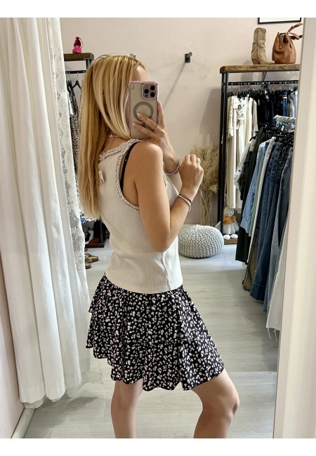 Canotta bordino arricciato beige