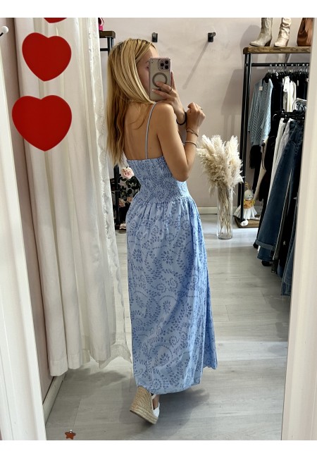 Vestito MAIORI lungo azzurro in sangallo